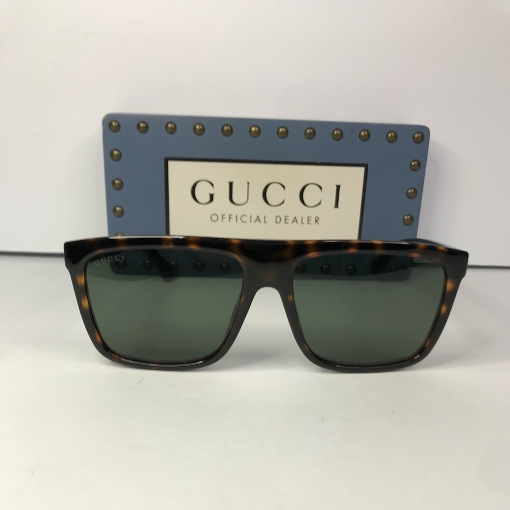 New Authentic GUCCI GG0748S 003 Tortoise Green Sunglasses - Picture 5 of 16